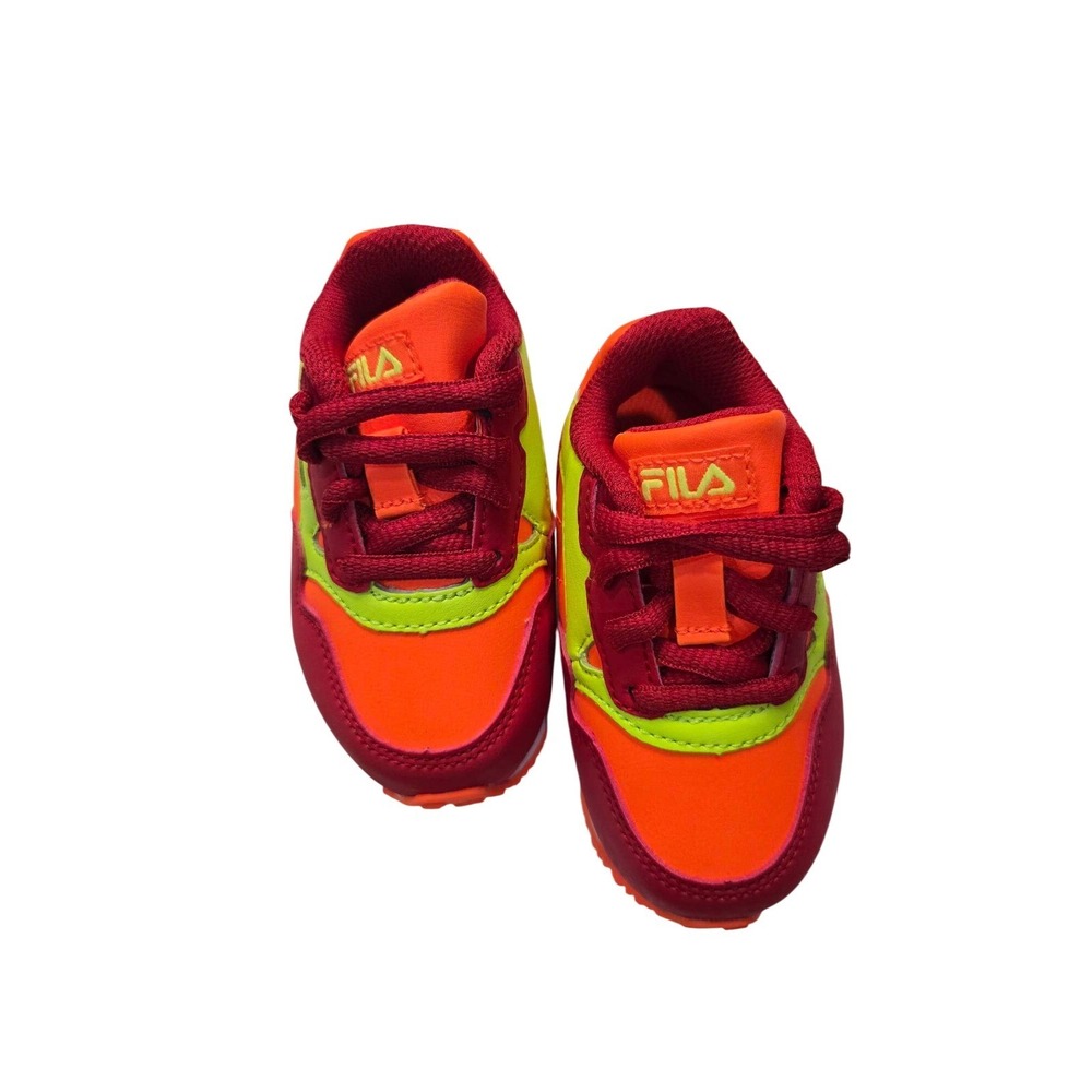 Fila Infants Unisex Sneakers Neon Orange Red Yellow Low Top Shoes 9